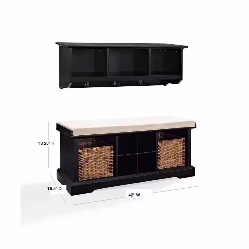 CROSLEY FURNITURE Brennan Entryway Bench with Shelf Set in Black
