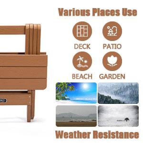 None Brown Square Plastic All-Weather and Fade-Resistant Wood Picnic Table with Fold Function