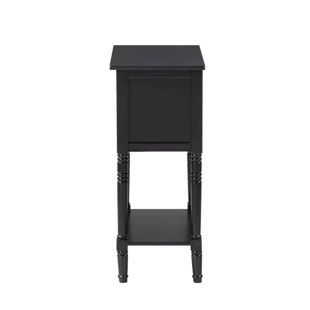 Convenience Concepts Kendra 23.75 in. Black Standard Rectangle Wood Console Table with 3 Drawers and Shelf