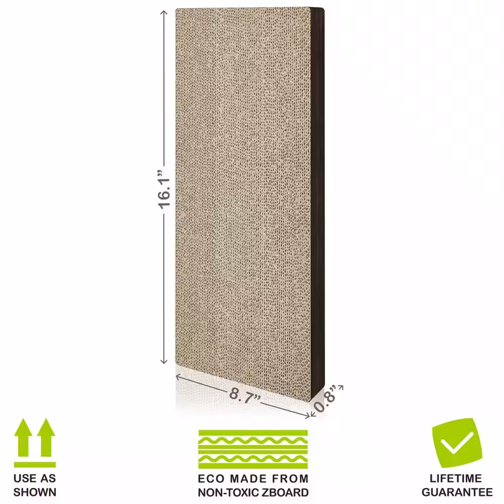Way Basics Eco zBboard Espresso Wall Cat Scratching Pad with Velcro