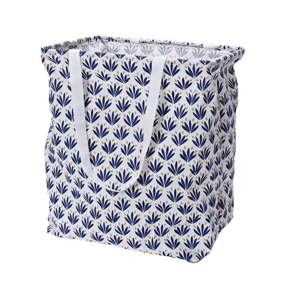 HOUSEHOLD ESSENTIALS Blue and White Cacti Rectangular Krush Laundry Bag