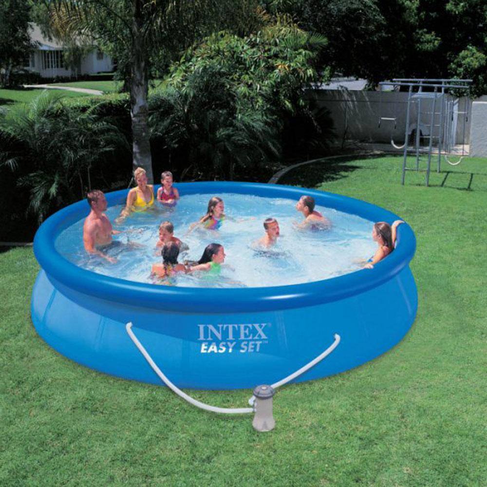 INTEX 12 ft. x 30 in. Round Above Ground Metal Frame Pool and 1000 GPH Above Ground Pool Pump, 1718 Gallons Capacity