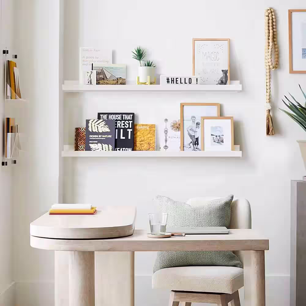 None 36 in. W x 4.5 in. D Floating Decorative Wall Shelf Set of 4