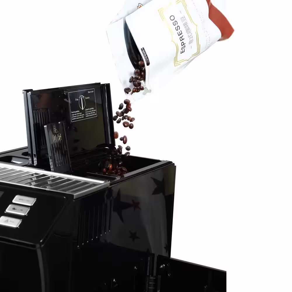 None 15-Cup Black Stainless Steel Automatic Espresso Machine With Built-In and Grinder