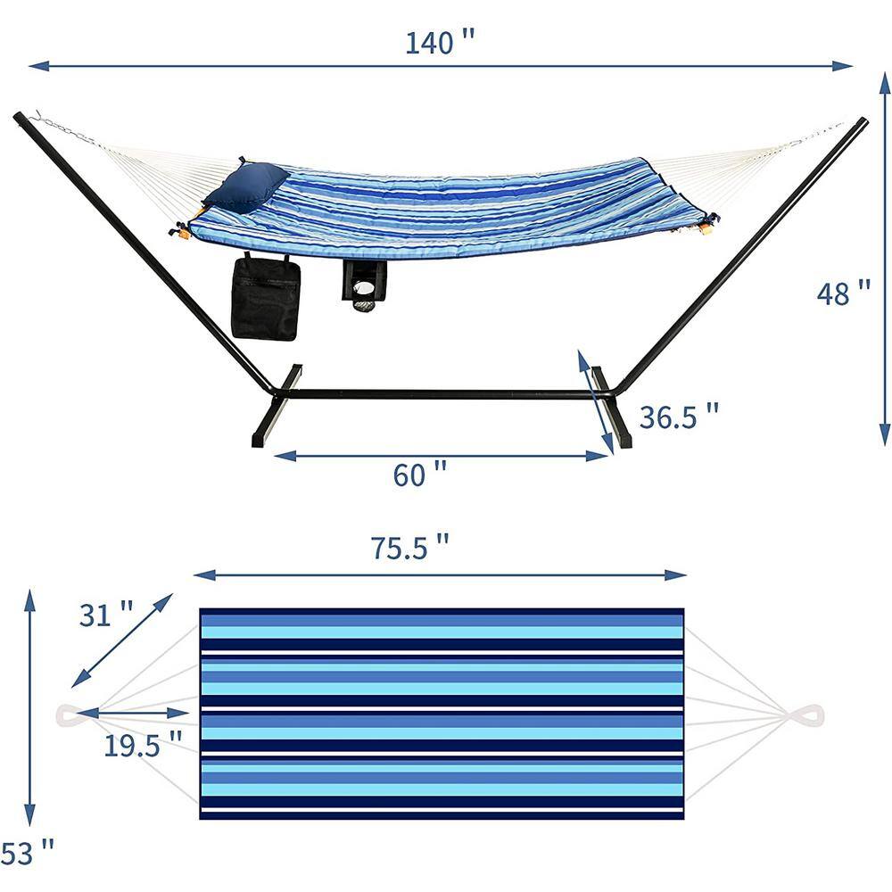 None 12 ft. Fabric Hammock with Stand in Catalina Beach