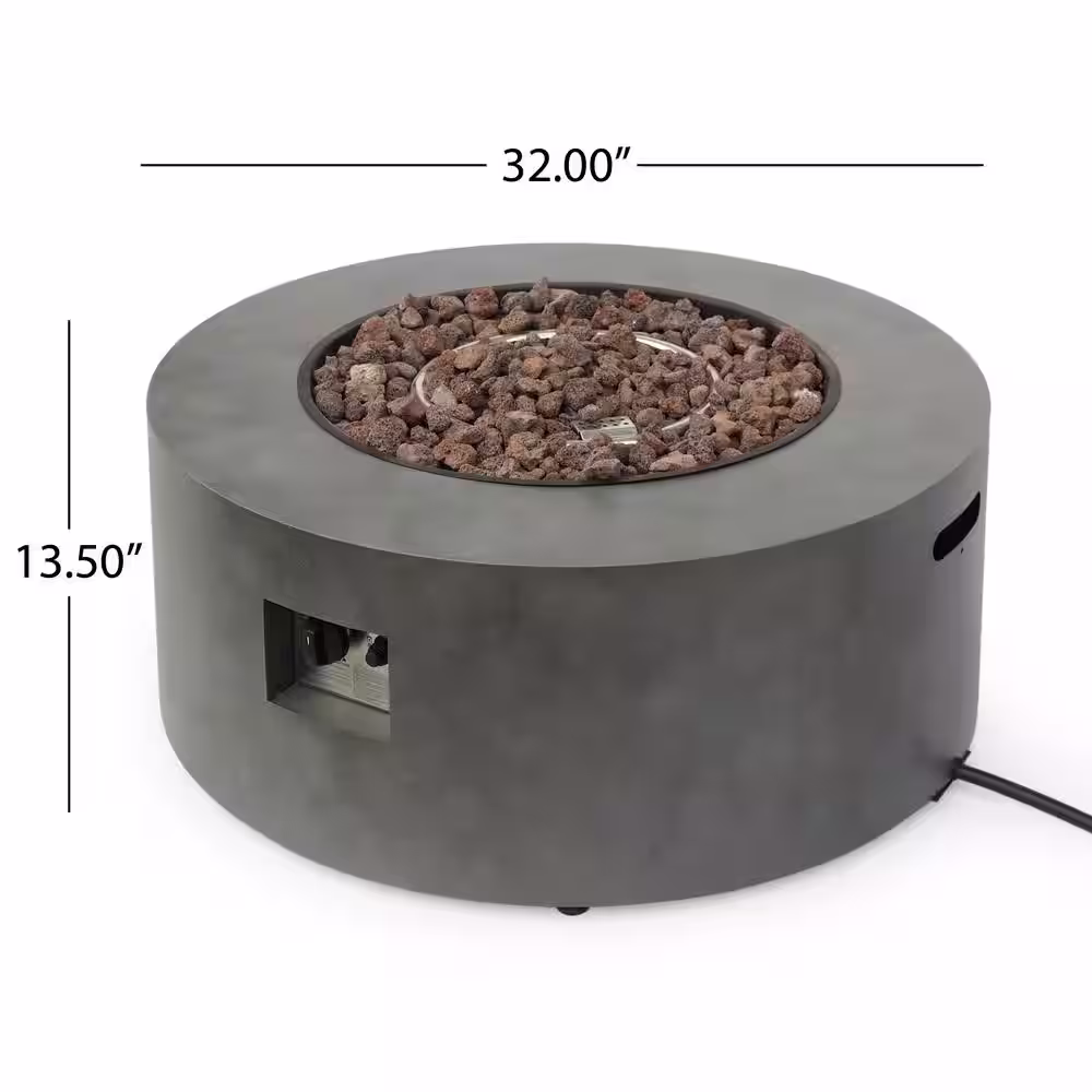 Noble House Reign Concrete Circular Metal Fire Pit (No Tank Holder)