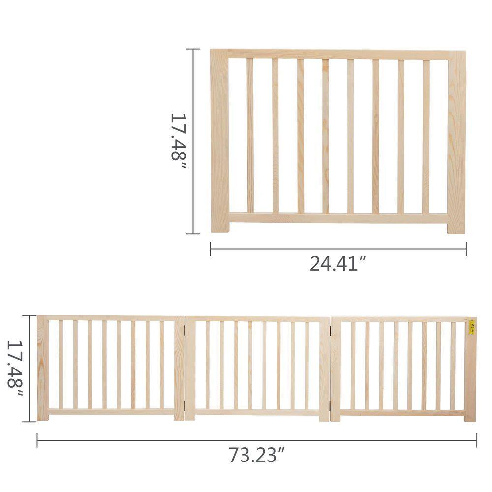COZIWOW 73 in. W Freestanding Dog Gate Wooden Fence