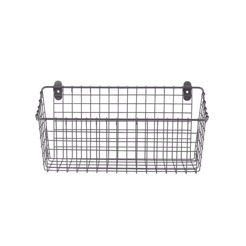 Spectrum 7.5 in. H x 15.25 in. W Gray Steel 1-Drawer Wide Mesh Wire Basket