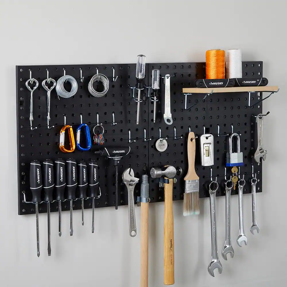 Everbilt 16 in. H x 16 in. W Plastic Pegboard in Black (50 lbs.)