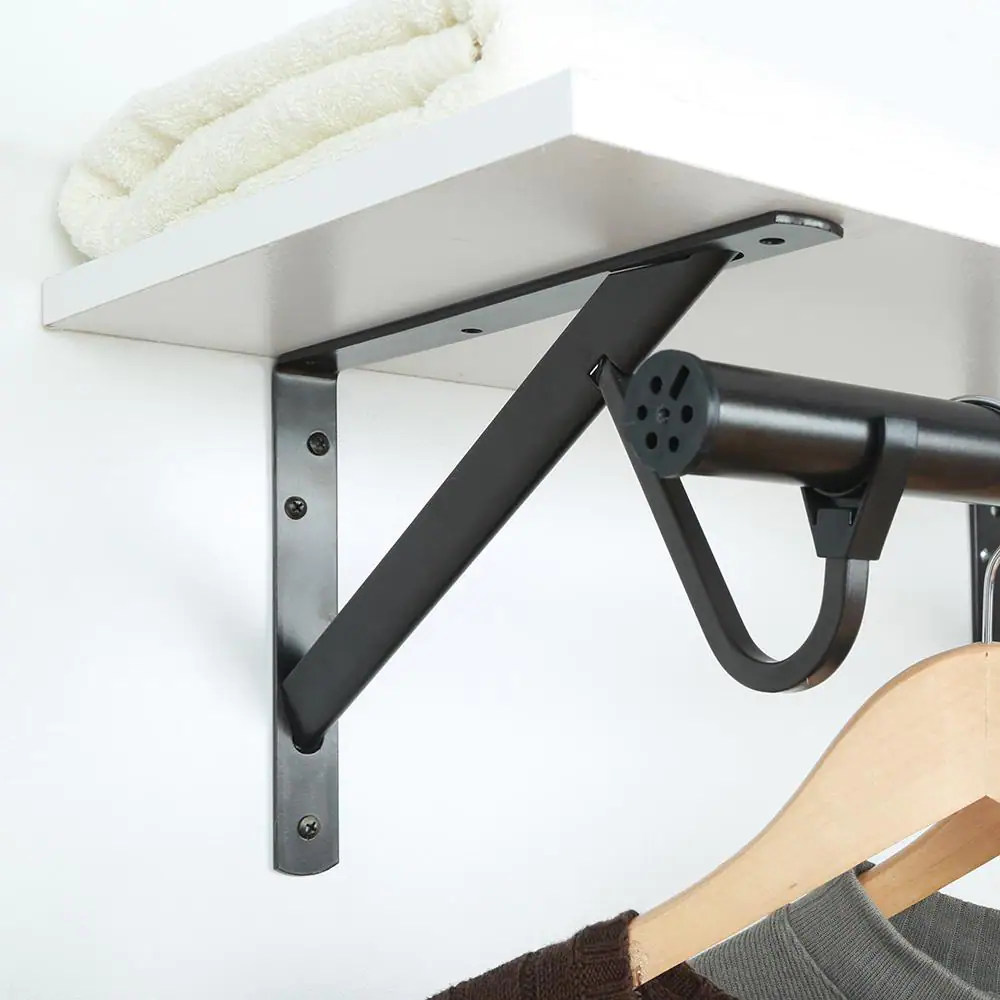 Everbilt 8 in. x 12.4 in. x 1.05 in. Bronze Heavy Duty 300 lbs. Shelf and Rod Bracket