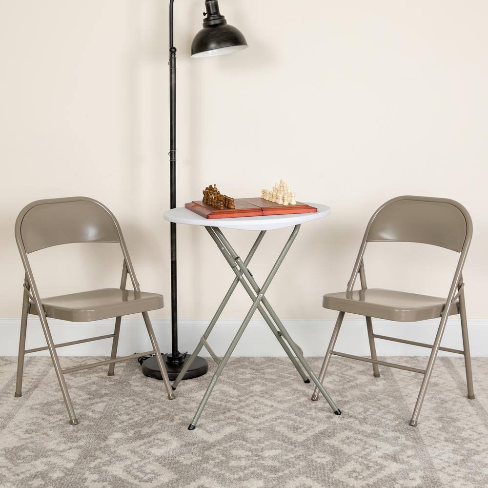 Carnegy Avenue Gray Metal Folding Chair (2-Pack)