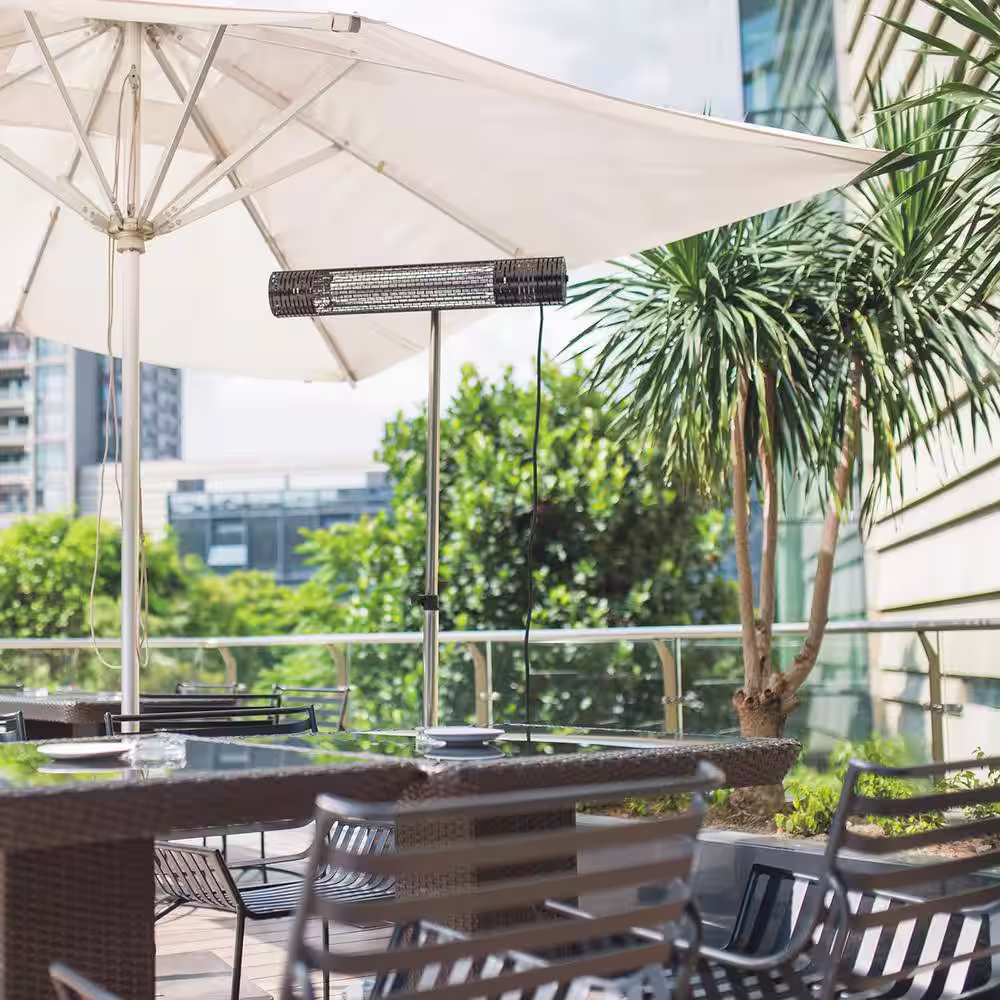 Hanover 30.7 in. 1500-Watt Infrared Electric Patio Heater with Remote Control in Silver