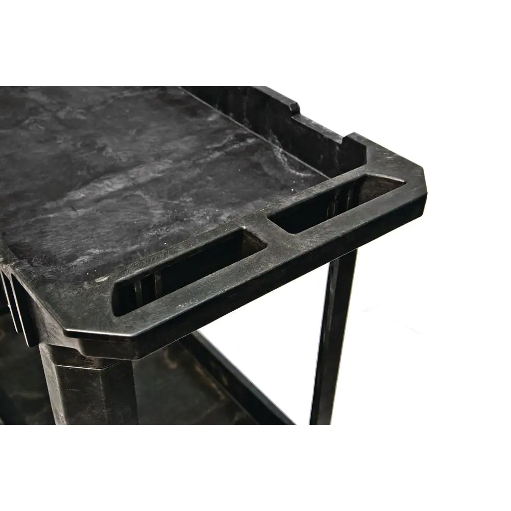 Husky 2-Tier Plastic 4-Wheeled Service Cart in Black