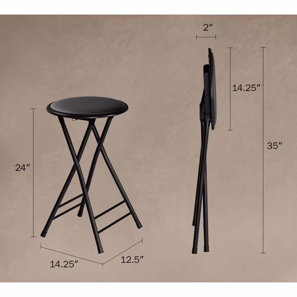 Trademark Home 24 in. Black Metal Framed folding chair