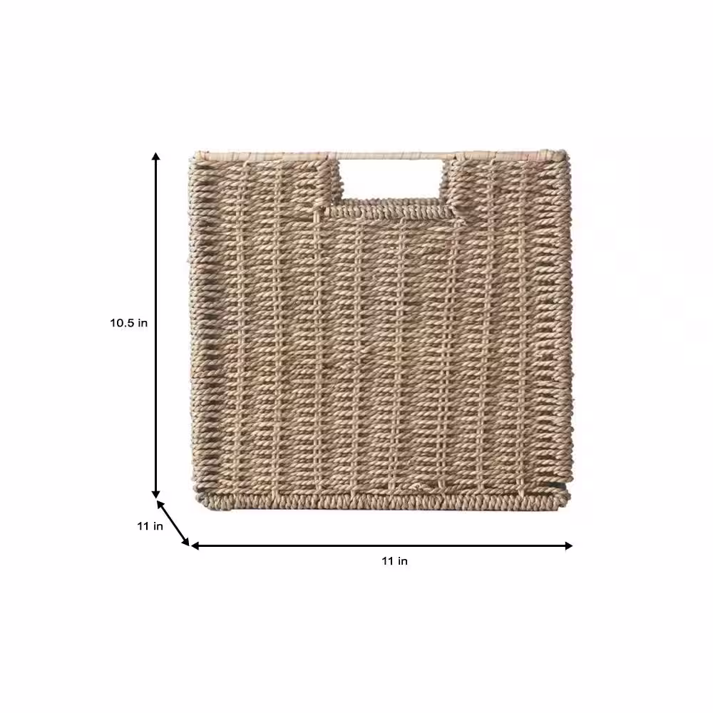 Home Decorators Collection 10.5 in. H x 11 in. W x 11 in. D Brown Wicker Cube Storage Bin 3-Pack