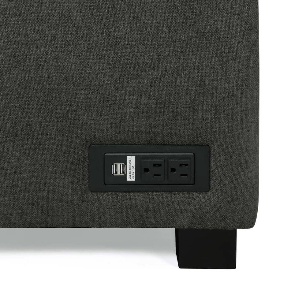 Lifestyle Solutions Serta 2-Piece Charcoal Fabric Bali Multifunctional Sectional Sofa with USB and Power