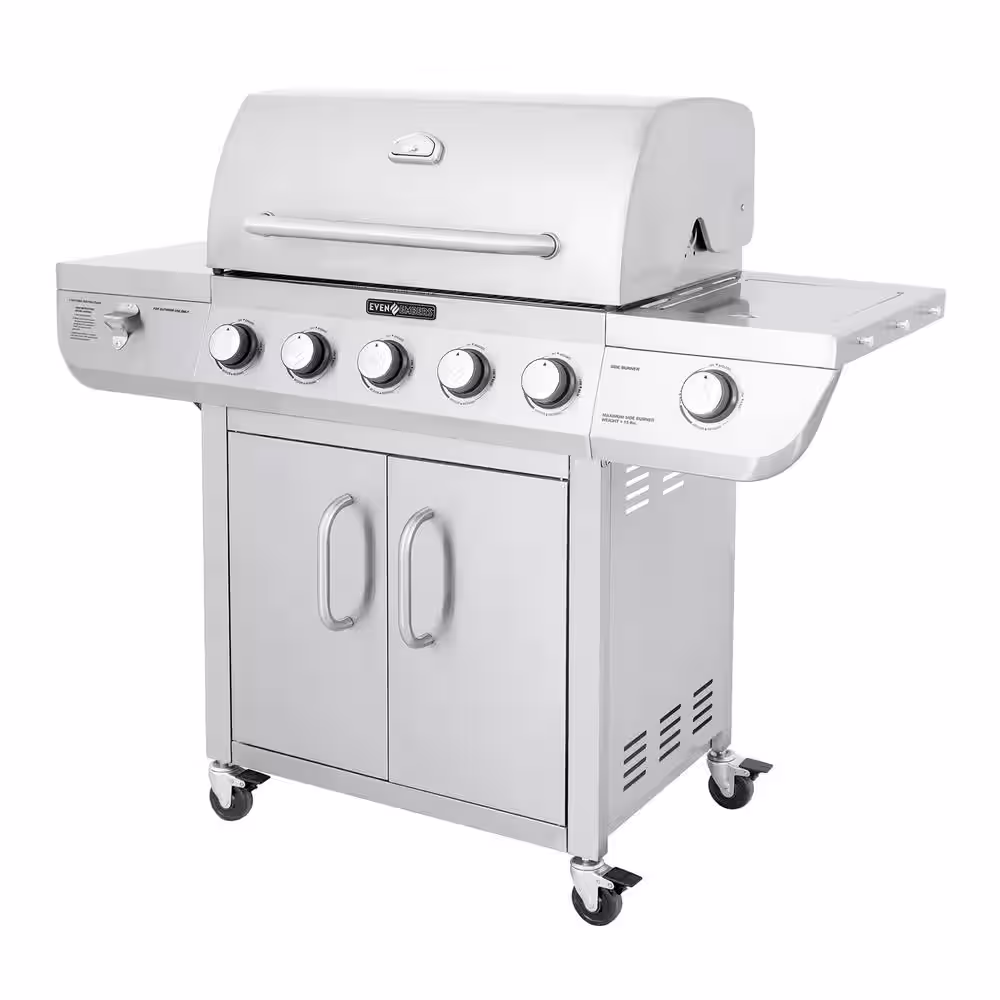 Even Embers 5-Burner Propane Gas Grill in Stainless Steel