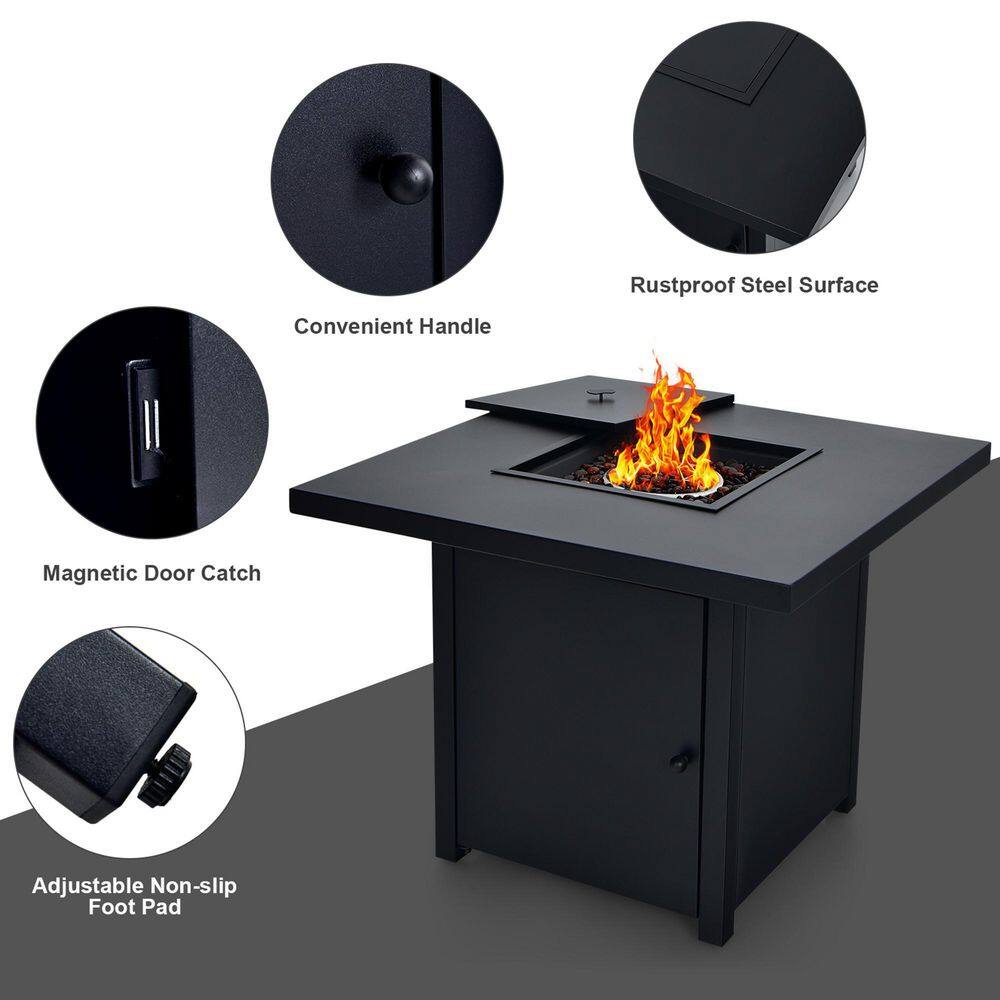 Gymax 32 in. Metal Patio Fire Pit Table Propane Heater 40,000 BTU with CSA Certification