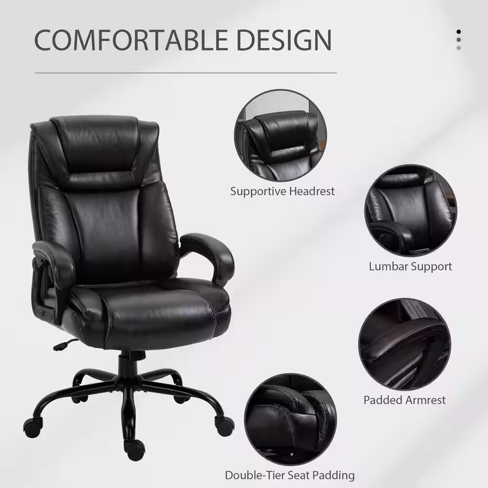 Vinsetto Brown, Big and Tall Executive Office Chair 400 lbs. Computer Desk Chair with High Back PU Leather Ergonomic Upholstery