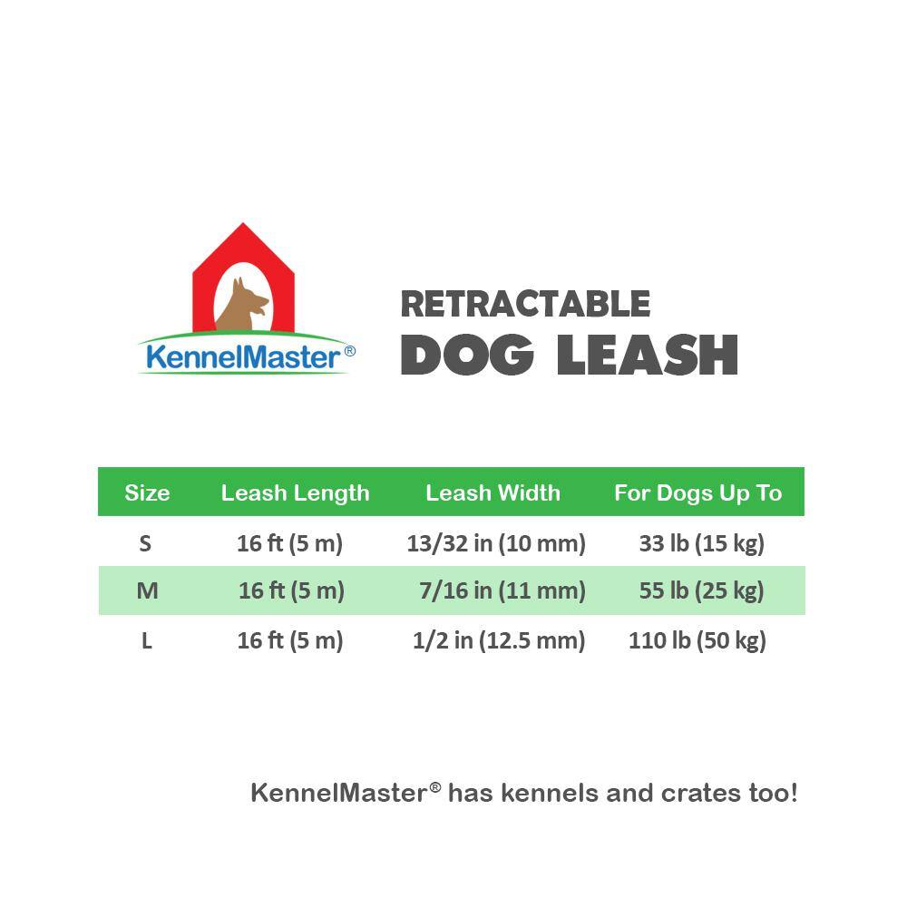 KennelMaster Small 16 ft. Gray Retractable Dog Leash