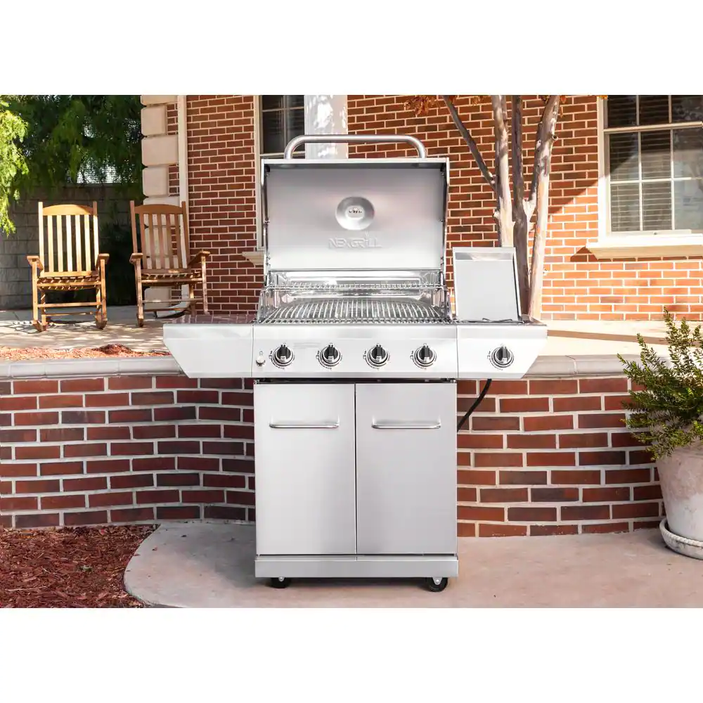 Nexgrill 4-Burner Propane Gas Grill in Stainless Steel with Side Burner