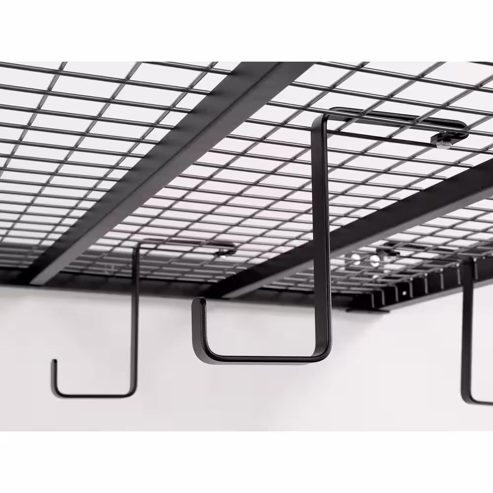 NewAge Products VersaRac Pro 4 ft. x 8 ft. Black Height-Adjustable Overhead Rack