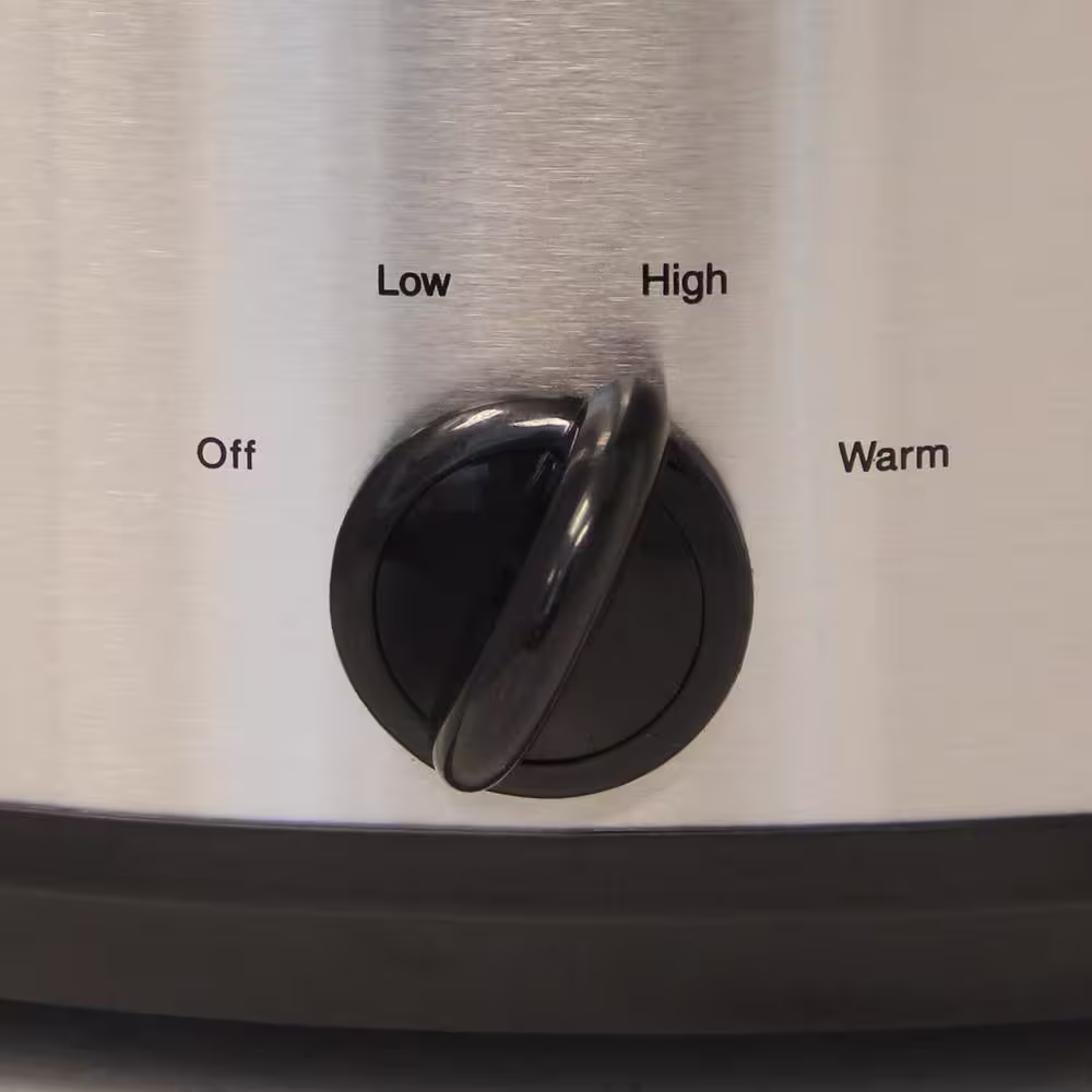 West Bend 6 Qt. Oval Silver Manual Crockery Slow Cooker with Ceramic Cooking Vessel and Glass Lid