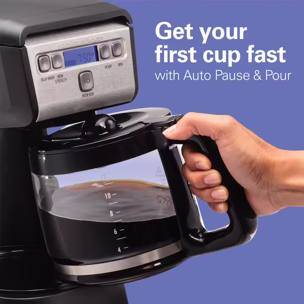 Hamilton Beach Compact 12-Cup Black Programmable Drip Coffee Maker
