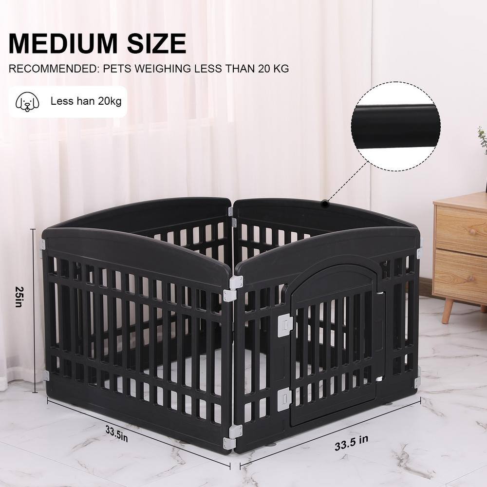None Pet Playpen Foldable Gate for Dogs Heavy Plastic Puppy Exercise Pen with Door