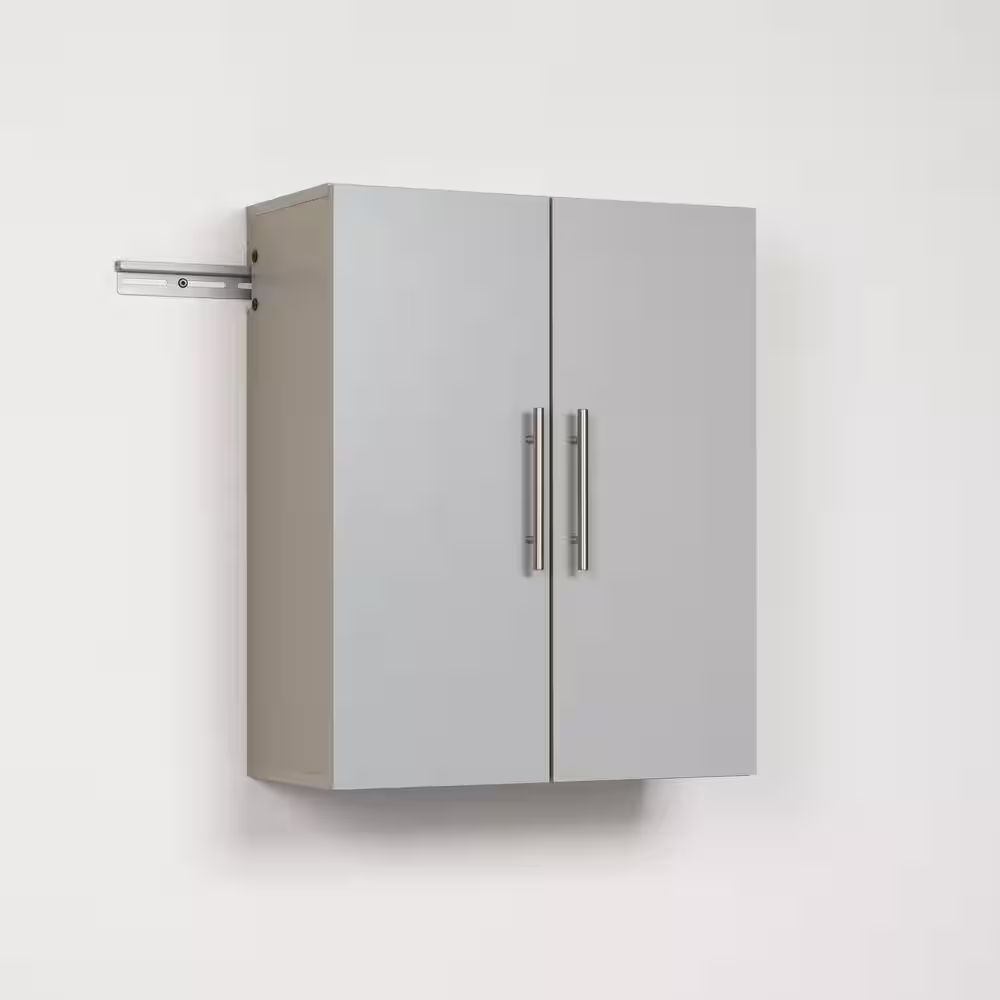 Prepac HangUps Collection Wood 1-Shelf Wall Mounted Garage Cabinet in White and Black (24 in W x 30 in H x 12 in D)