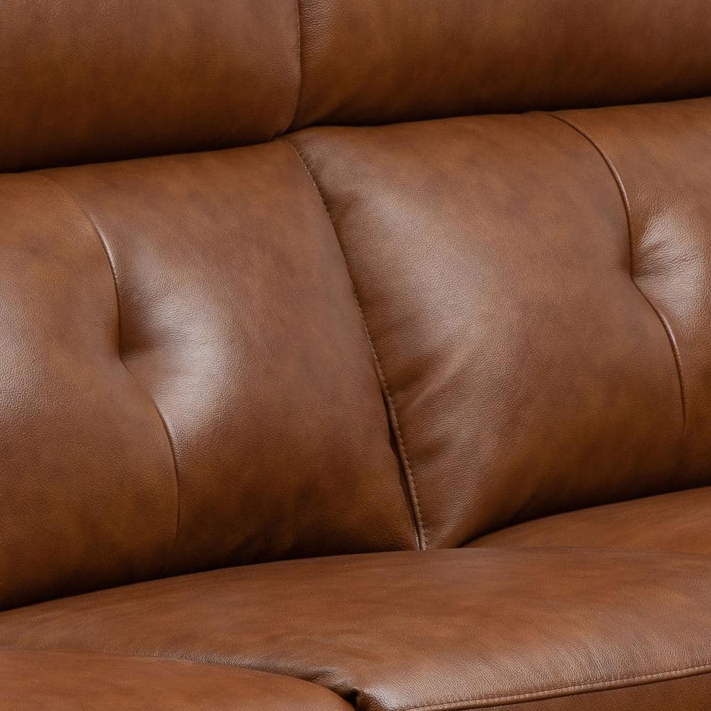 DEVONÂ &Â CLAIRE Brevo 62 in. Camel Leather Reclining Loveseat