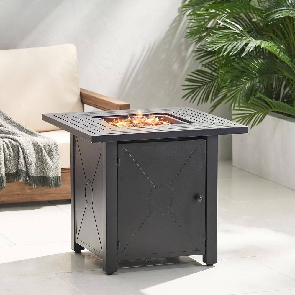 Noble House Haraldson Black Square Metal Fire Pit