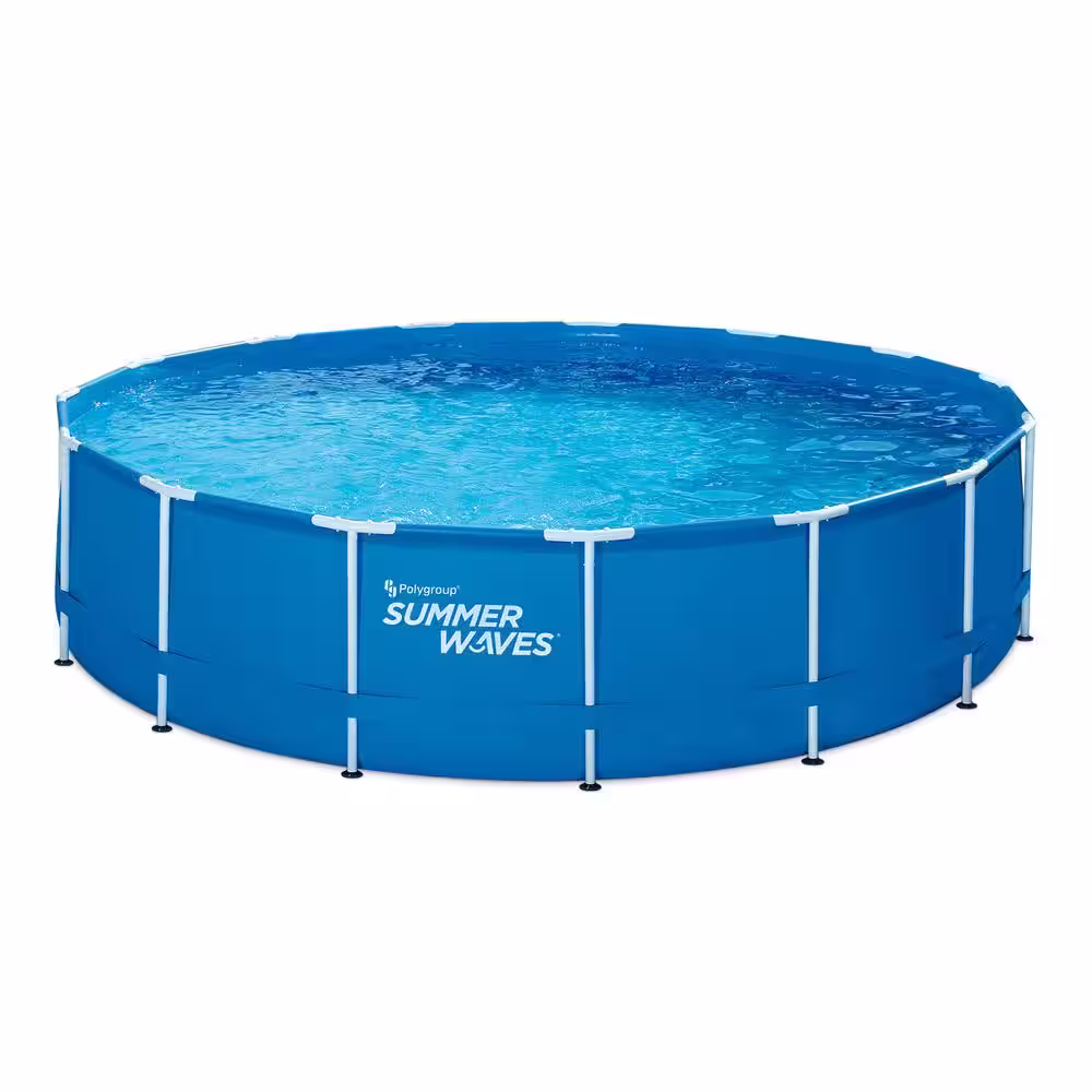 Summer Waves 15 ft. Round 42 in. Deep Metal Frame Pool