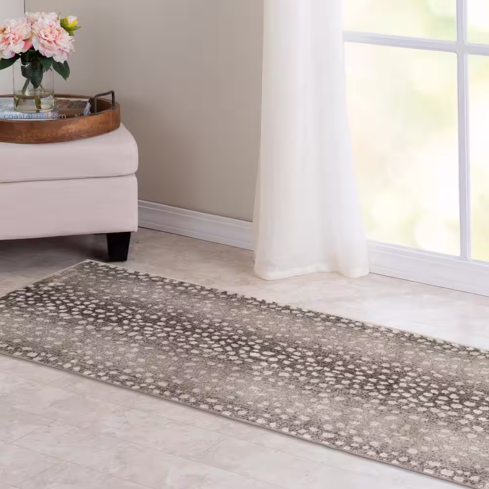 Natco Stratford Iridessa Greige/Whitecap 33 in. x Your Choice Length Stair Runner Rug