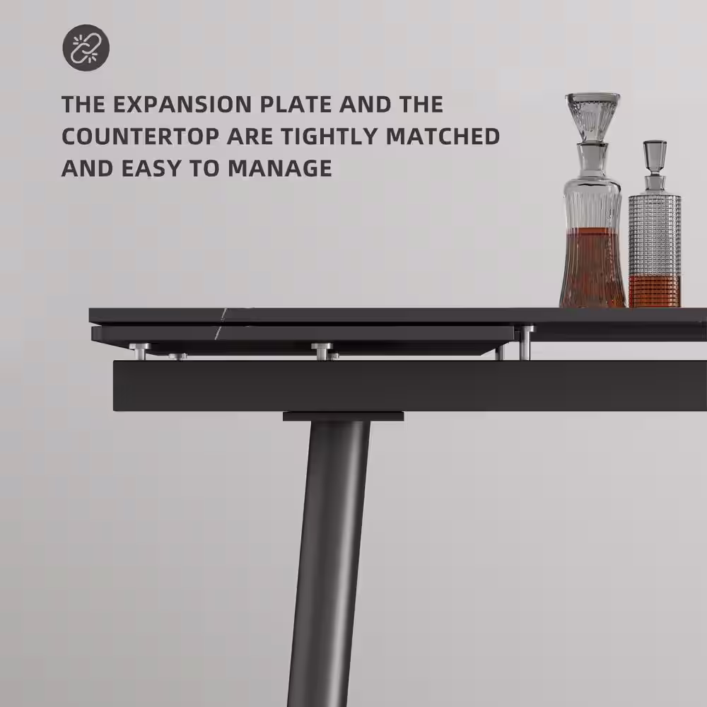 THE RIGHT PATH 62.9'' to 94.4'' Black Stone Extendable Dining Table