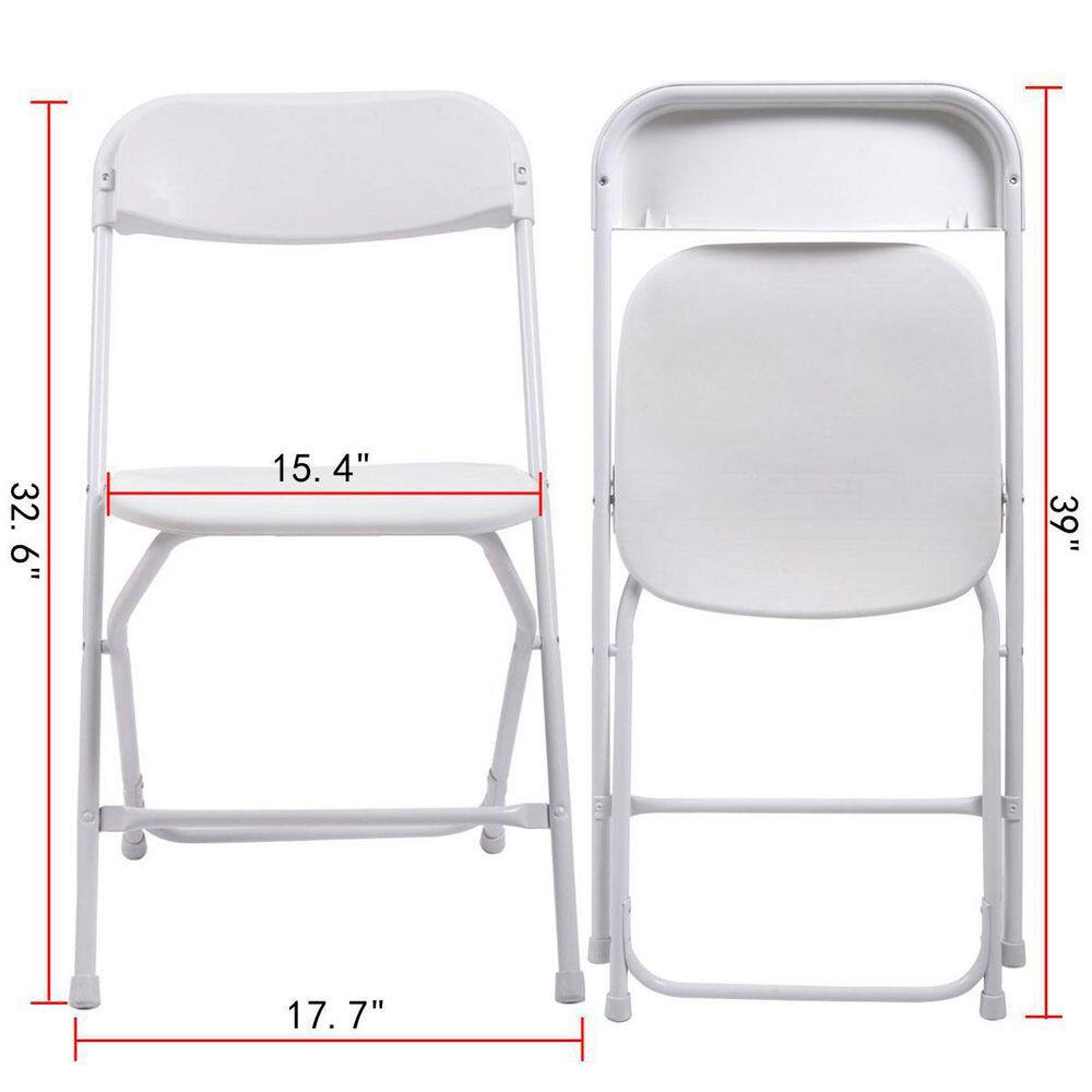 None White Double Braced Lightweight Plastic Folding Chair (Set of 5)