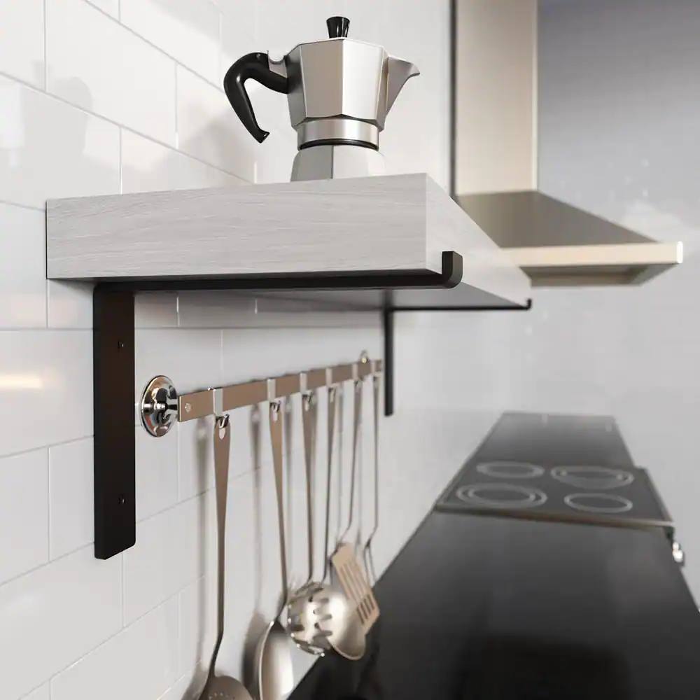 Shelf-Made Silverton Steel 10 in. D x 1.50 in. W x 8.313 in. H Black 75 lbs. Decorative Shelf Bracket