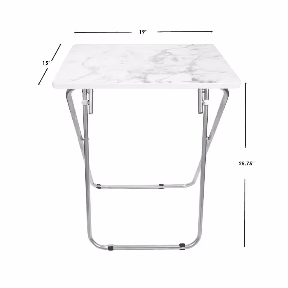 Home Basics Multi-Purpose Foldable Table, Faux Marble Grey/White
