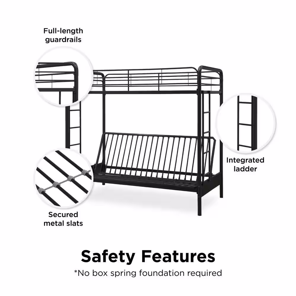 DHP Easton Black Metal Twin Over Futon Bunk Bed