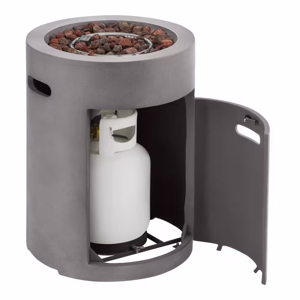 Hampton Bay Pendra 19.5 in. x 26 in. Round Concrete Gas Fire Column