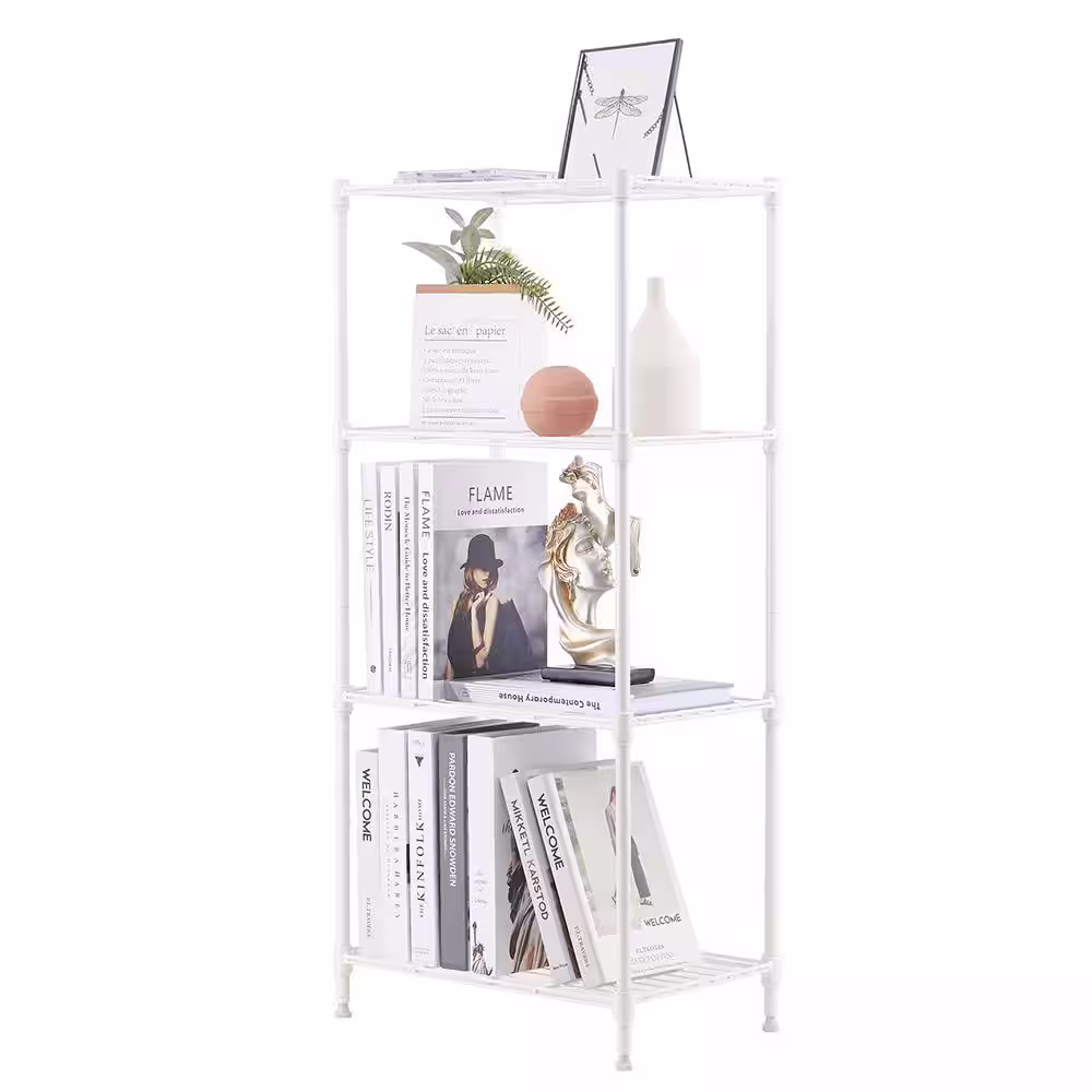 mzg 4 Tier White Powder Coating Wire Shelving Unit 12 in. x 18 in. x 39 in.
