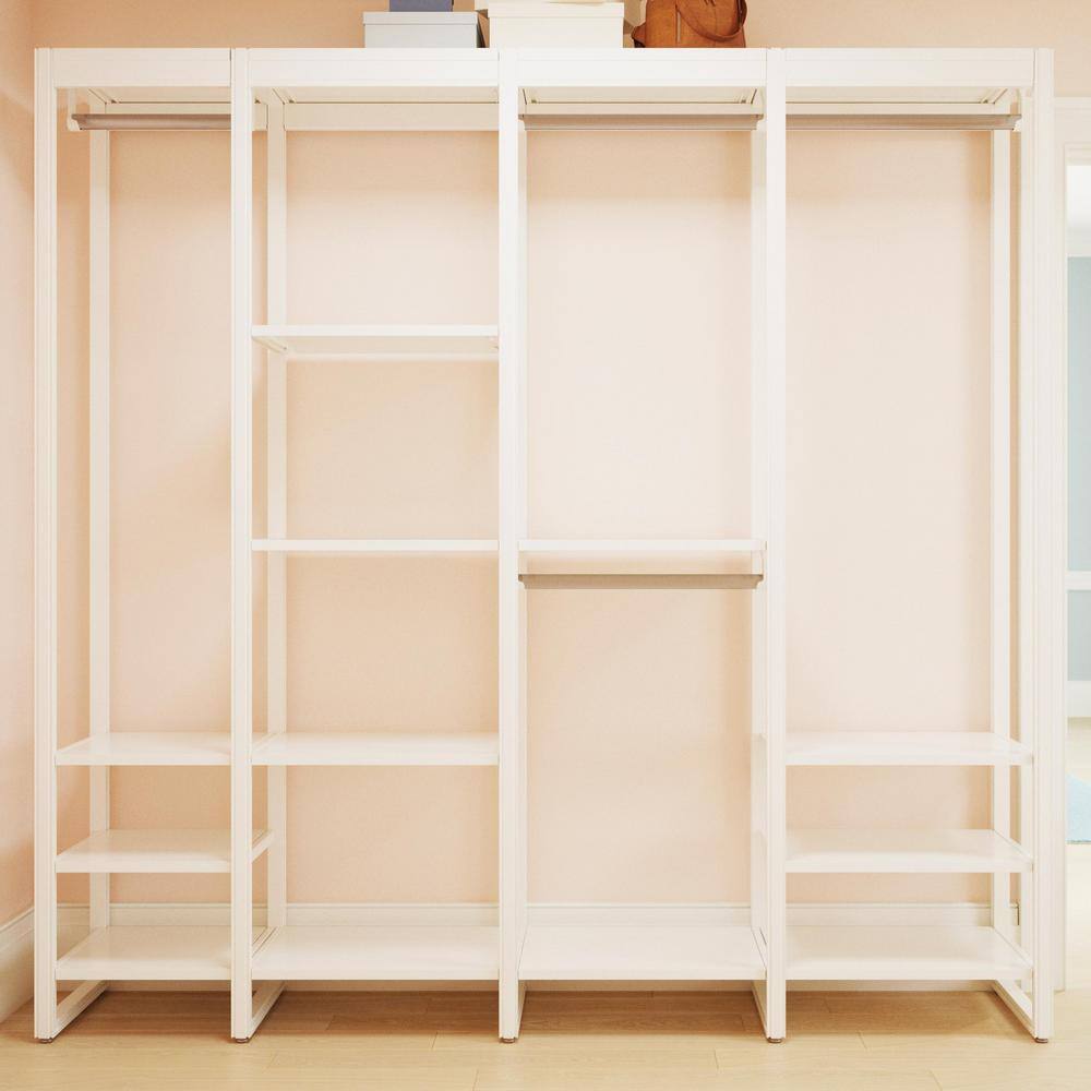 CLOSETS By LIBERTY 84 in. W White Adjustable Wood Closet System with 13-Shelves and 4-Rods