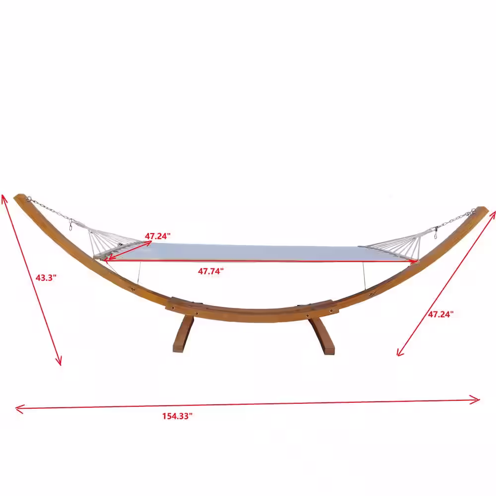 None 13 ft. Canvas Free Standing Hammock Bed Hammock with Stand in White