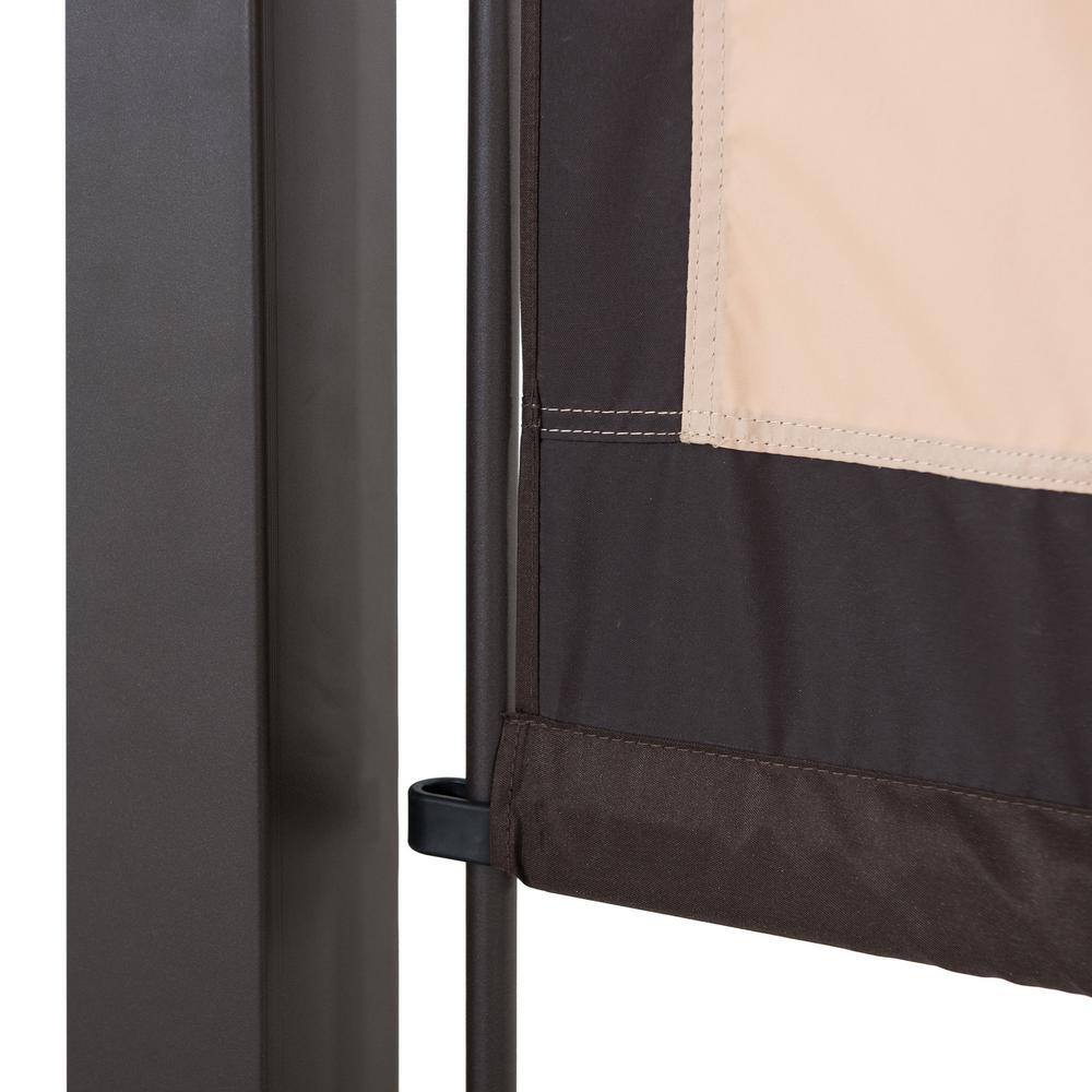 Sunjoy Sherman Oaks 9.5 ft. x 11 ft. Brown Steel Arched Pergola with 2-Tone Adjustable Shade