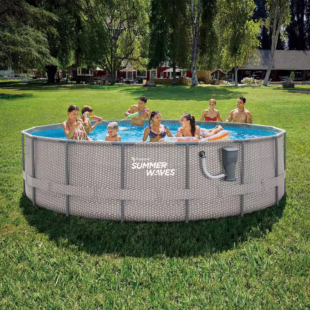 Summer Waves Active 16 ft. x 48 in. Above Ground Round Frame Swimming Pool Set with Pump