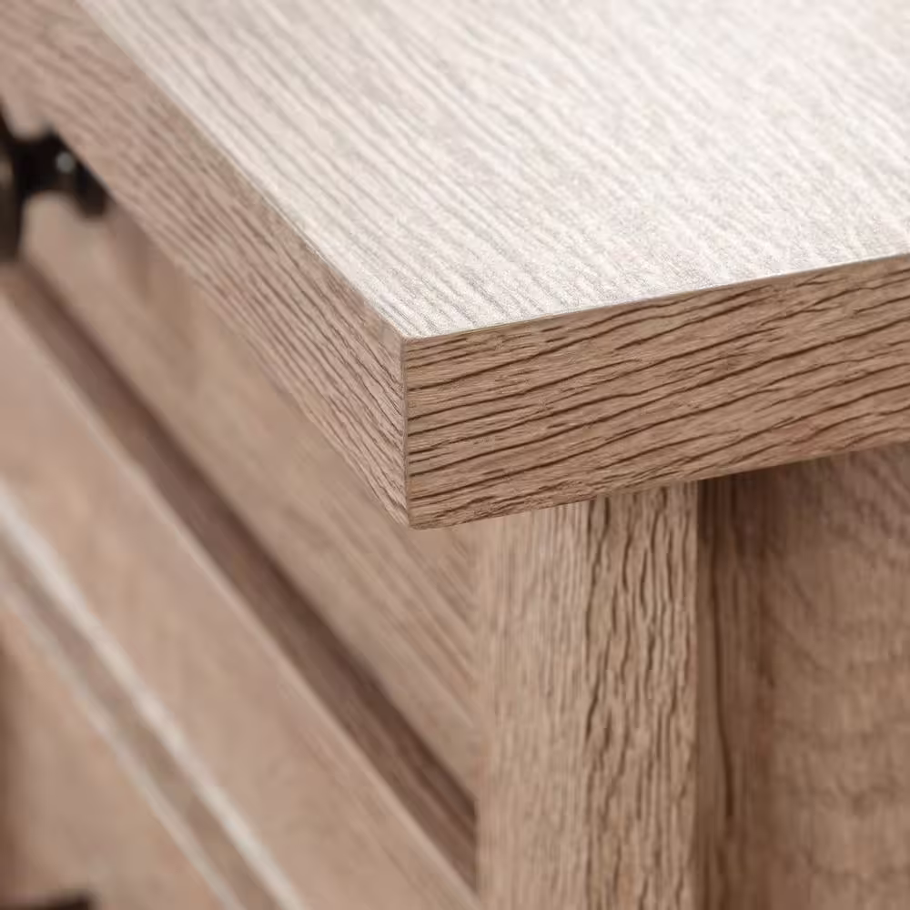 SAUDER Rollingwood Country 65.984 in. Brushed Oak 7-Drawer Executive Desk with Keyboard Shelf