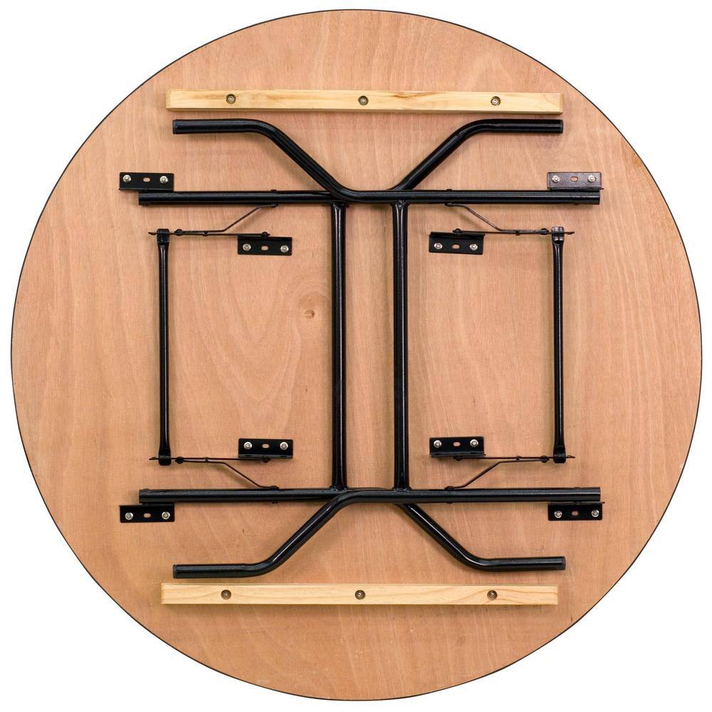 None 48 in. Natural Wood Tabletop Metal Frame Folding Table