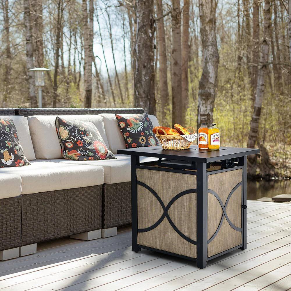 HONEY JOY 25 in. Square Metal Propane Outdoor Fire Pit Table 40,000 BTU Gas Patio Firetable for Backyard Garden Deck