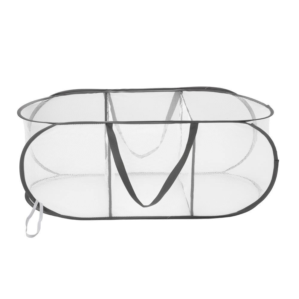 Woolite Gray Pop-Up Polyester 3 Compartment Laundry Hamper