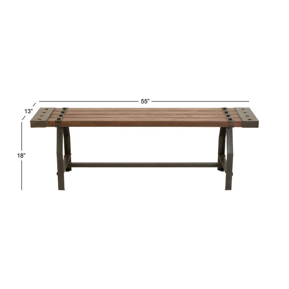 Litton Lane Brown Bench 18 in. X 55 in. X 13 in.
